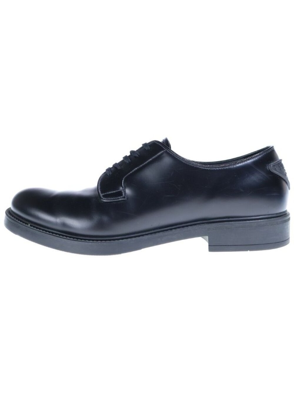 Prada Triangle Logo Lace-up Leather Dress Up Shoes Black